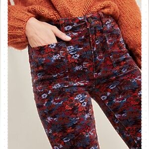 Pilcro High Rise Floral Corduroy Skinny Jeans sz 25